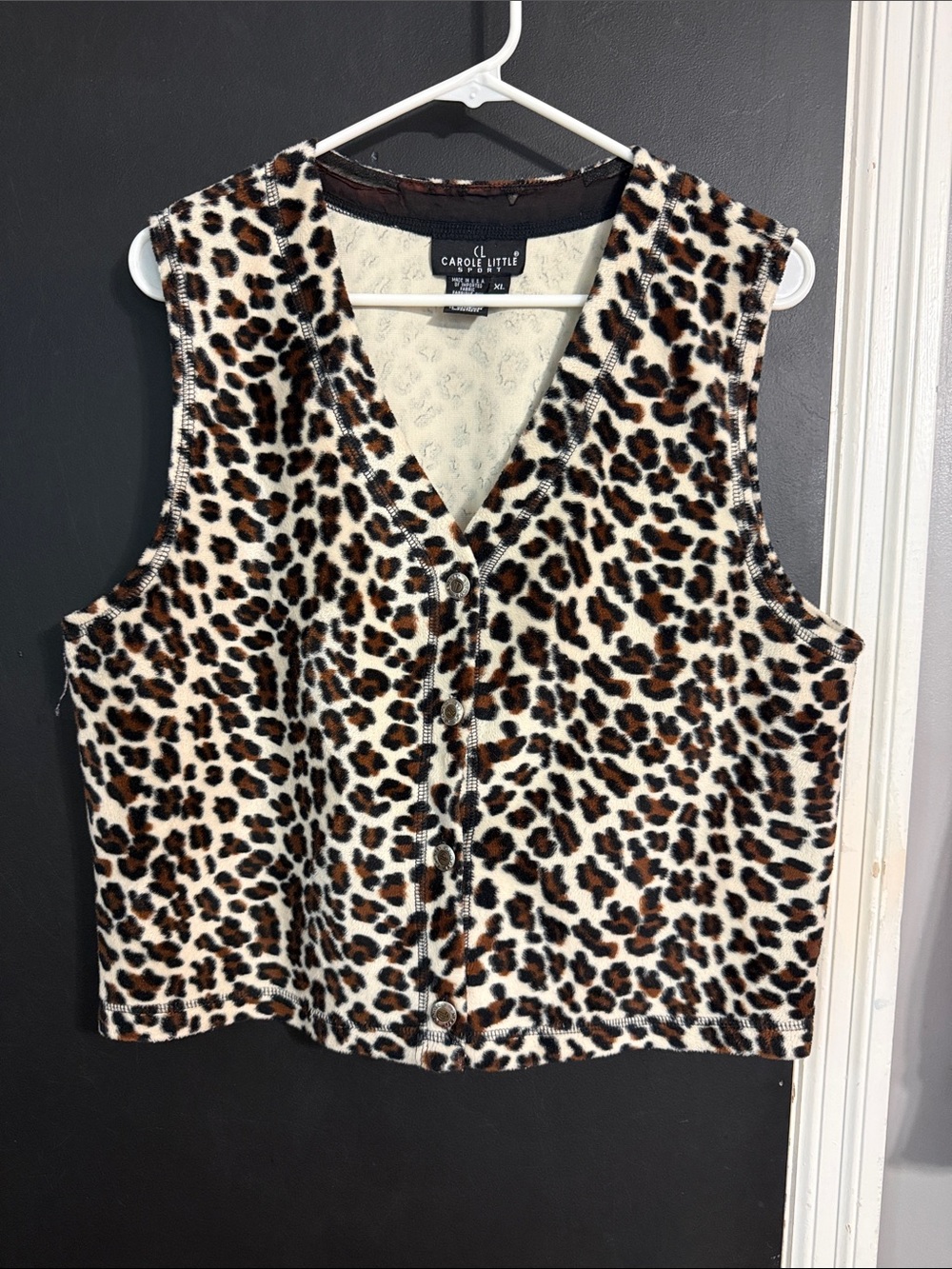 Carole Little Sport 90s Vintage Animal Print Vest Size: XL
